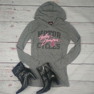 Pink/Grey Harley-Davidson Light Hooded Pullover